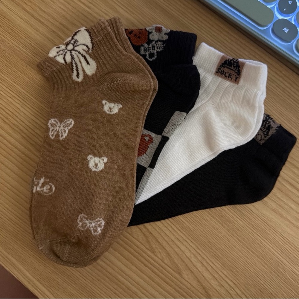Ankle Sock 4-Pack in Brown, Black & White - Comfortable Everyday Socks